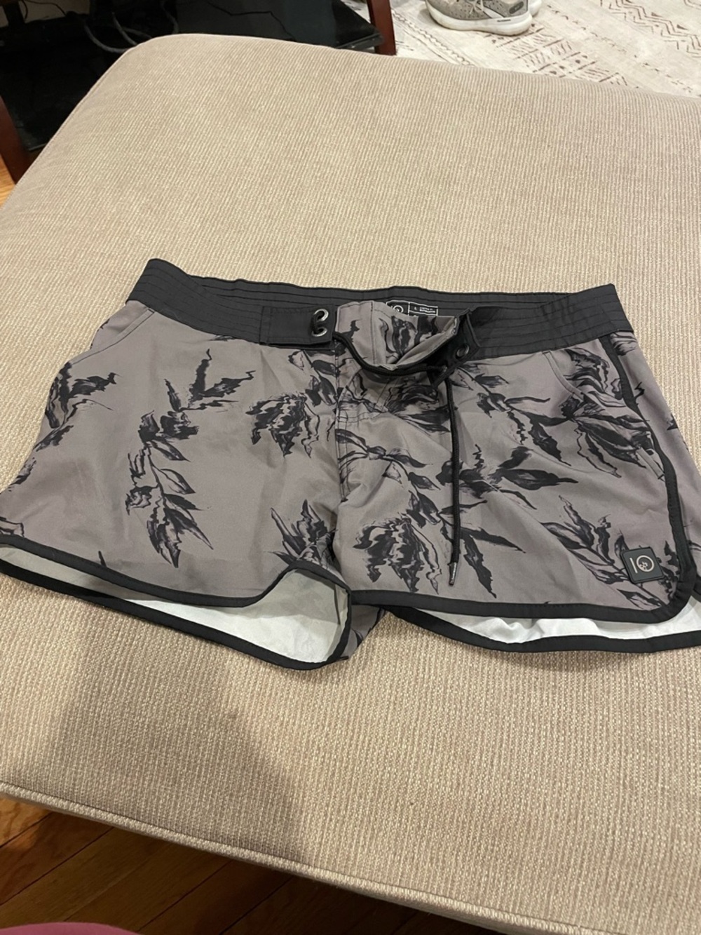 Women's Gray Printed Swim Coverup Shorts